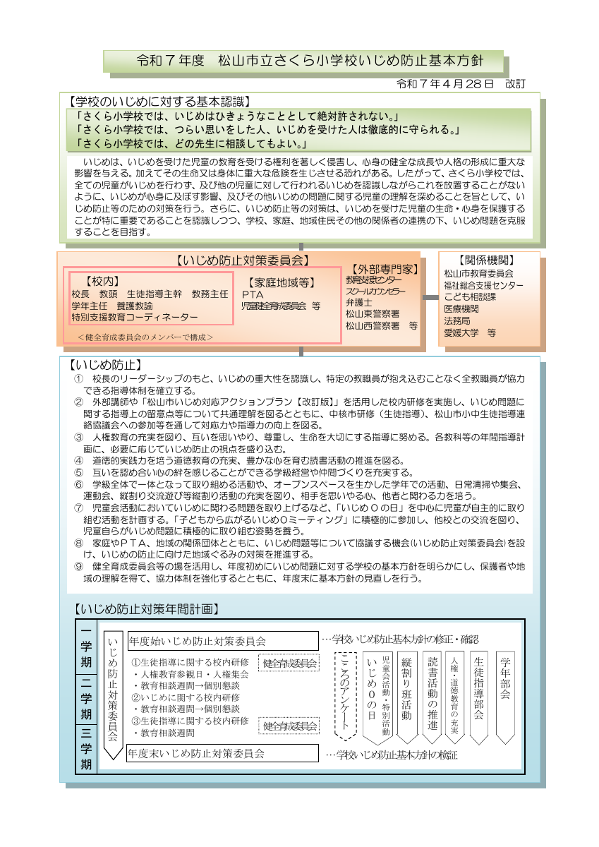 R７　さくら小学校いじめ防止基本方針.pdfの1ページ目のサムネイル